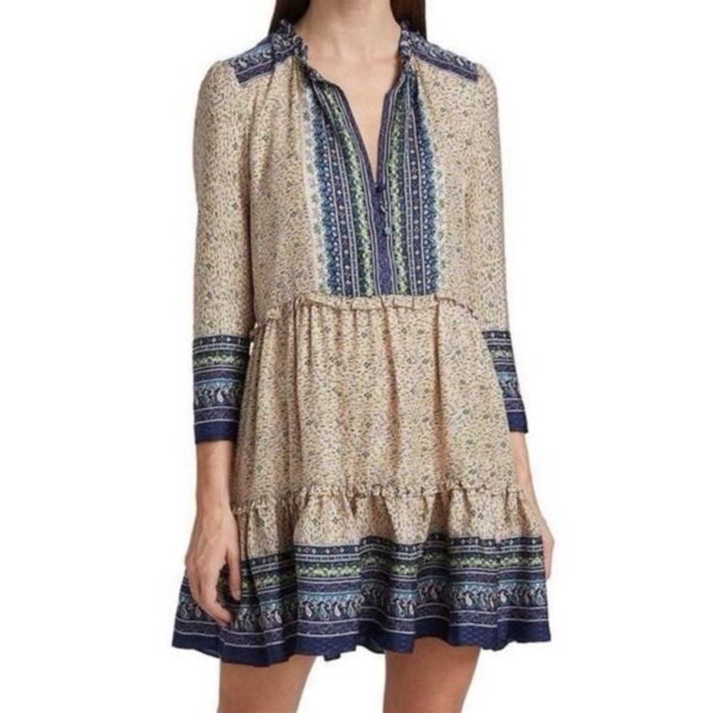 Veronica Beard Lumi Dress Womens 0 Paisley Floral Silk Cottagecore Peasant
